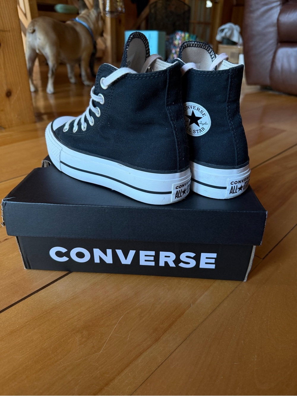 Converse Kids Black and White High-Top Canvas Sneakers - Picture 2 of 8
